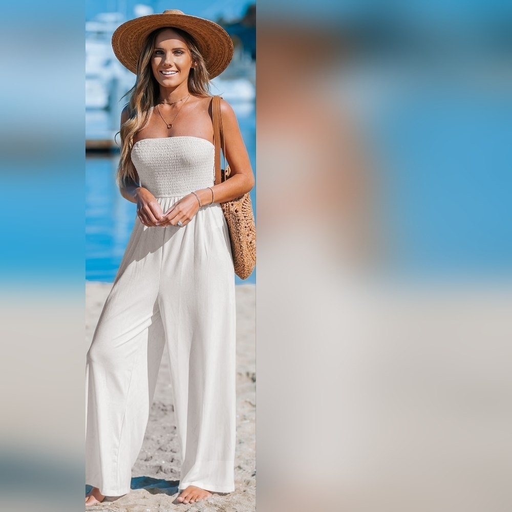 MWT Tropical Strapless Jersy Jumpsuit - Picture 4 of 9